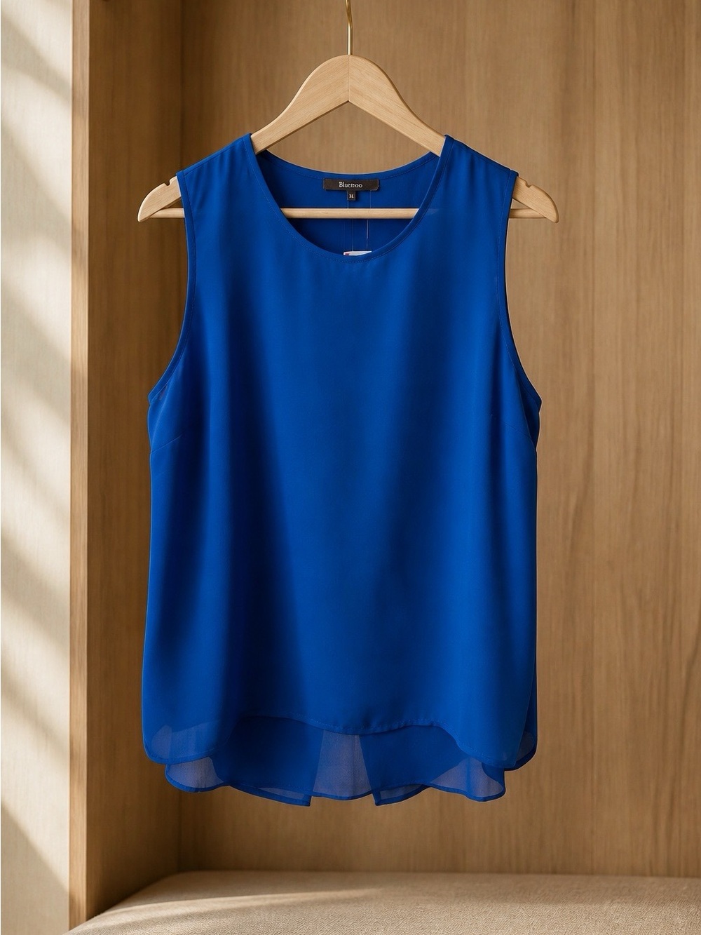 Belissimo Sleeveless Royal Blue Chiffon Shell Top